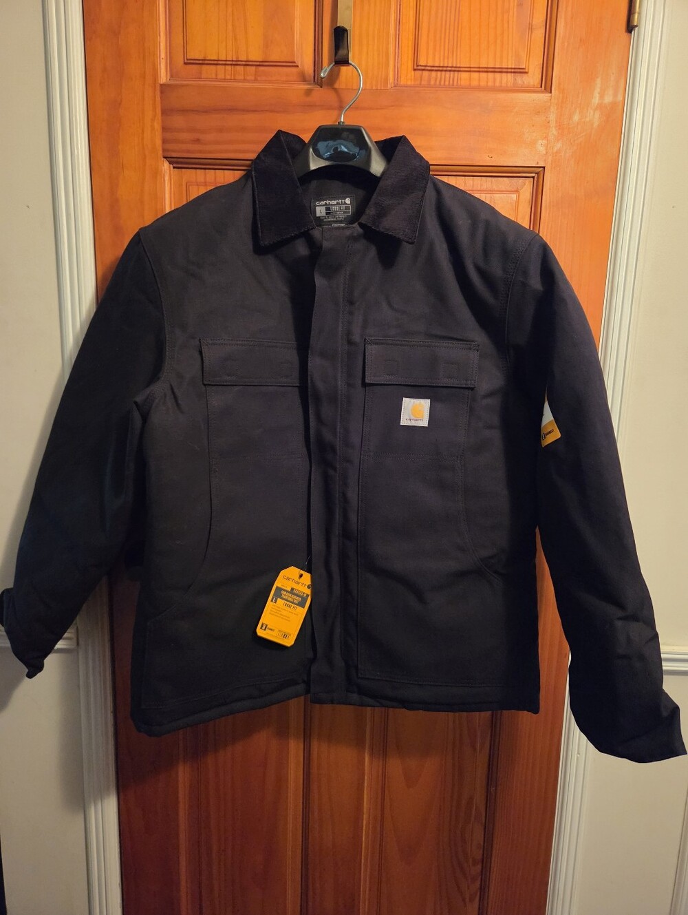 Carhartt Firm Duck Insulated Traditional Coat Black Size Large Loose Fit NWT